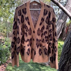 Cotton-On Leopard Print Button-Up Cardigan Sweater